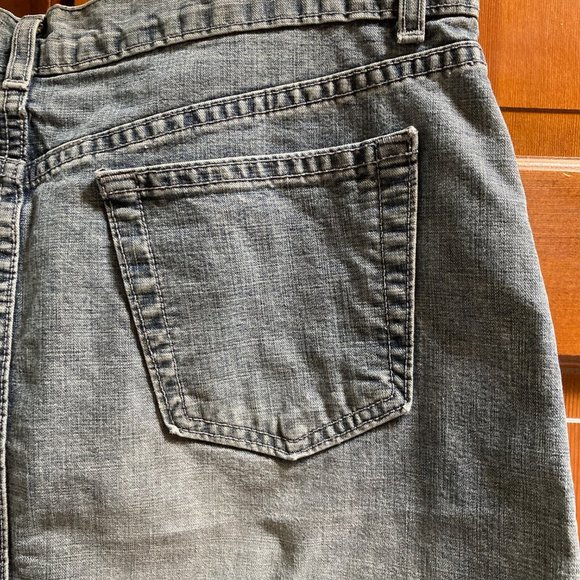 Onion Faded Black Denim/Jean skirt with front slit - raw hem - size 10 (no tag) - Picture 3 of 8